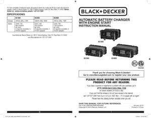 BLACK+DECKER BC25BD Fully Automatic 25 Amp 12V Bench Battery  Charger/Maintainer with 75A Engine Start, Alternator Check, Cable Clamps